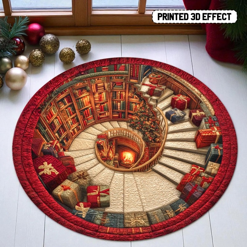 Commercial Book Printing Machines - 3D Kitap Kütüphanesi Noel Halısı Baskılı